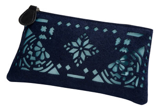 Navy and Aqua by H2Z Felt Accessories - 8" x 0.5" x 4.5" Pouch
