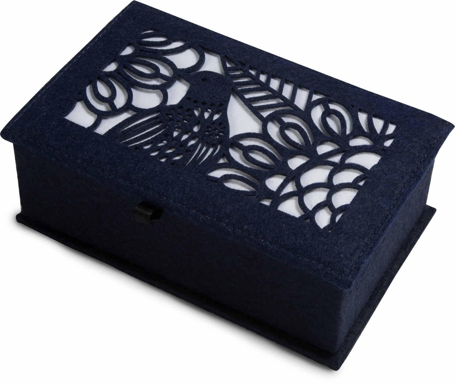 Navy and Ivory by H2Z Felt Accessories - Navy and Ivory - 7.75" x 5" x 2.75" Small Jewelry Box