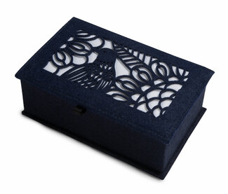 Navy and Ivory by H2Z Felt Accessories - 7.75" x 5" x 2.75" Small Jewelry Box
