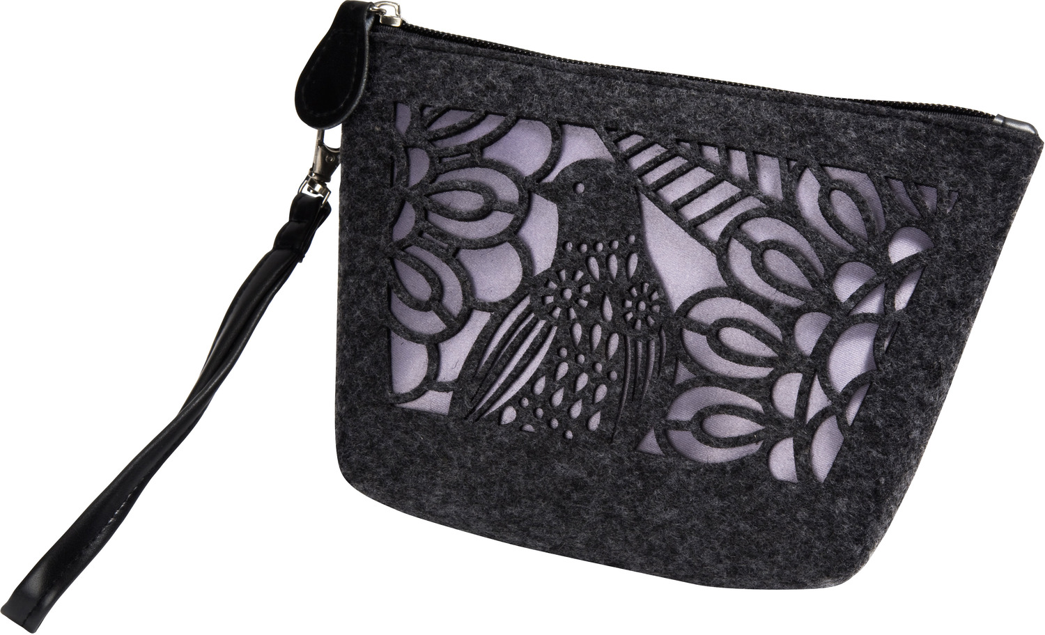 Charcoal and Lavender by H2Z Felt Accessories - Charcoal and Lavender - 8" x 2.5" x 5" Bag/Wristlet