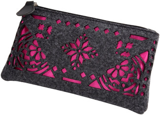 Charcoal and Fuchsia by H2Z Felt Accessories - 8" x 0.5" x 4.5" Pouch/Bag