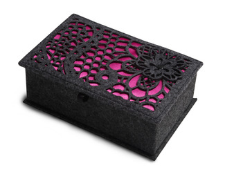 Charcoal and Fuchsia by H2Z Felt Accessories - 7.75" x 5" x 2.75" Small Jewelry Box
