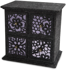 Charcoal and Lavender by H2Z Felt Accessories - 8" x 5.75" x 8" - 4 Drawer Chest