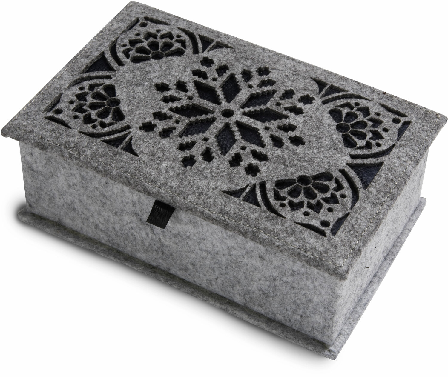 Heather Gray and Navy by H2Z Felt Accessories - Heather Gray and Navy - 7.75" x 5" x 2.75" Small Jewelry Box