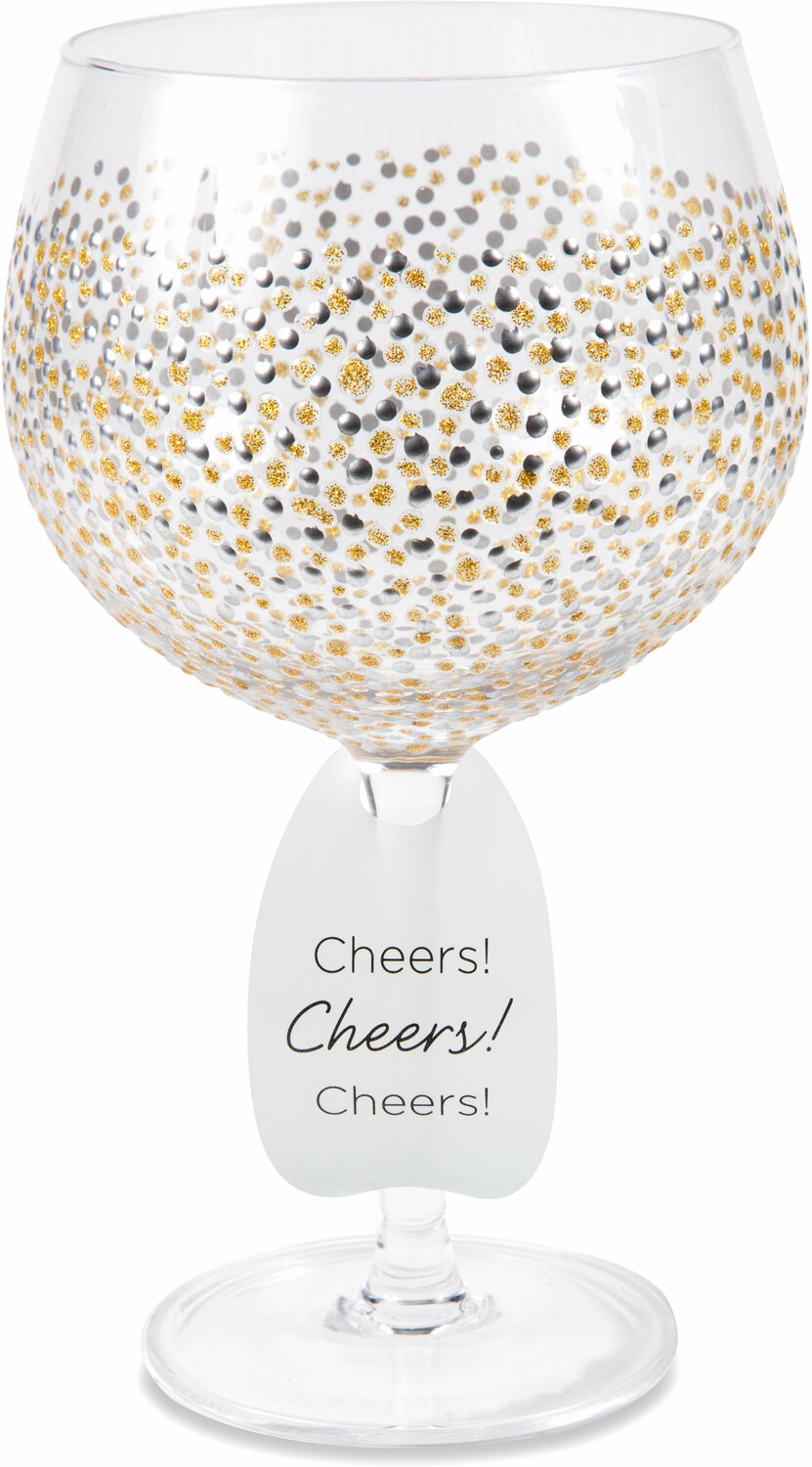 Gold & Silver Dots by Sunny by Sue - Gold & Silver Dots - 24 oz Hand Decorated Glass