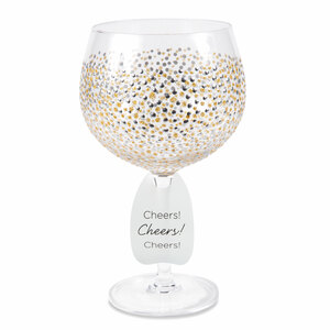 Gold & Silver Dots by Sunny by Sue - 24 oz Hand Decorated Glass