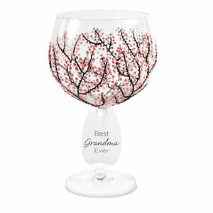 Pink Cherry Blossoms by Sunny by Sue - 24 oz Hand Decorated Glass