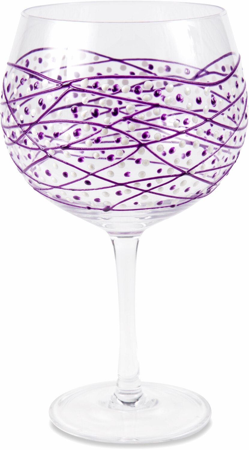 Purple Tangle by Sunny by Sue - Purple Tangle - 24 oz Hand Decorated Glass