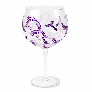 Purple Flowers by Sunny by Sue - 24 oz Hand Decorated Glass