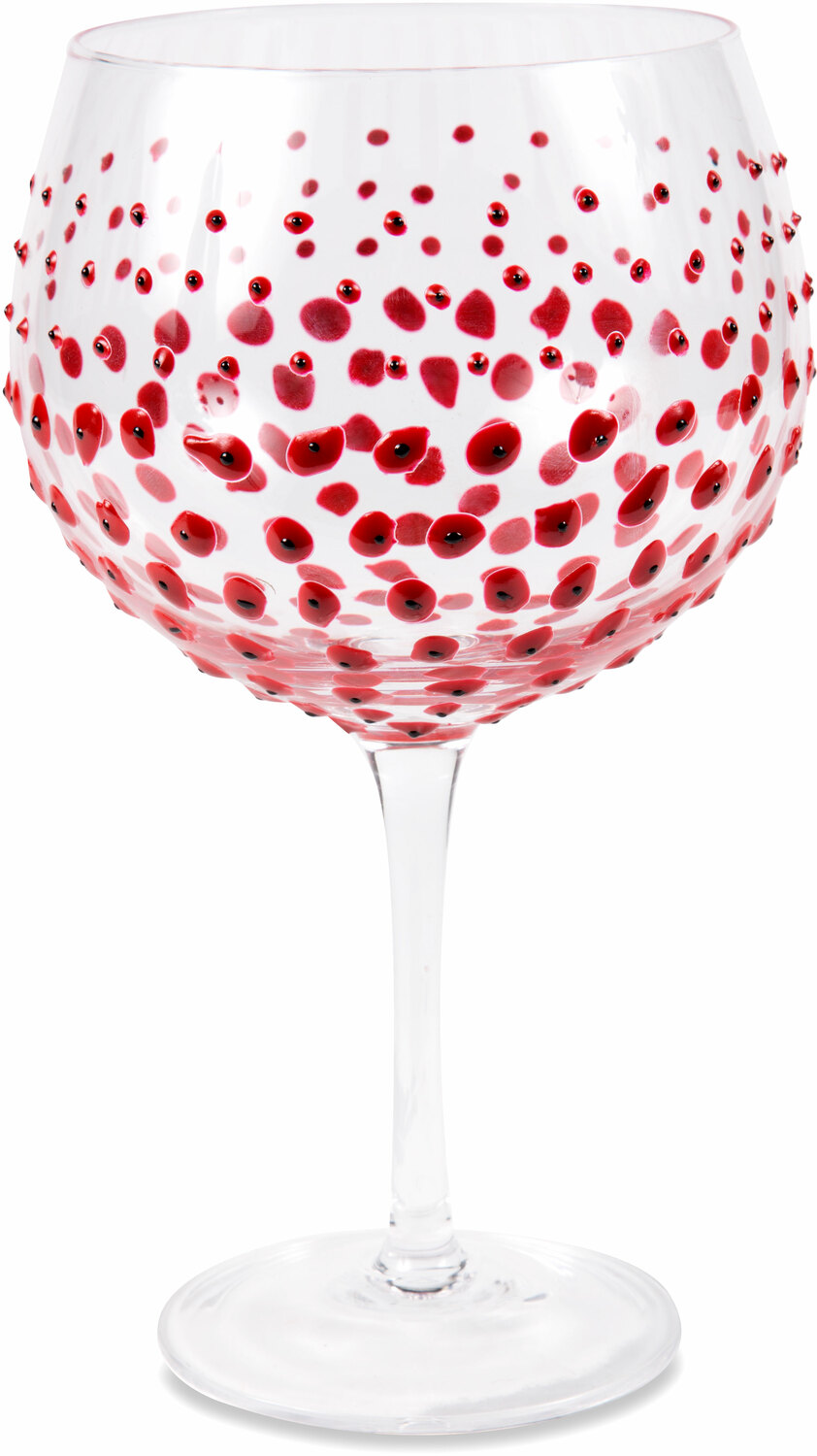 Red Poppies by Sunny by Sue - Red Poppies - 24 oz Hand Decorated Glass