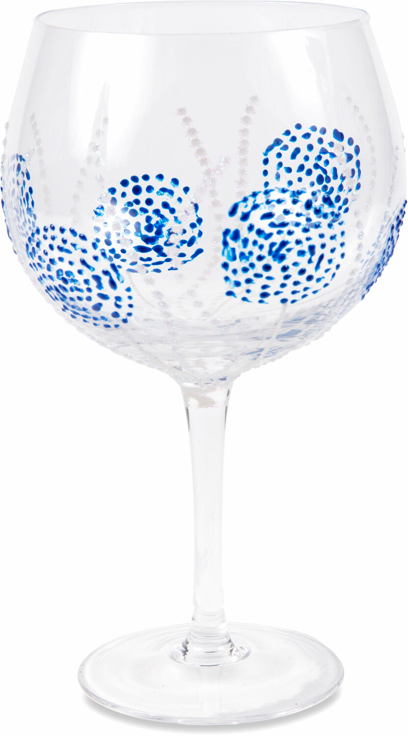 Blue Circles by Sunny by Sue - Blue Circles - 24 oz Hand Decorated Glass