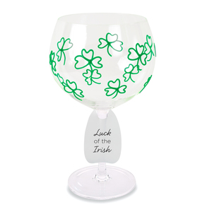 Green Shamrocks by Sunny by Sue - 24 oz Hand Decorated Glass