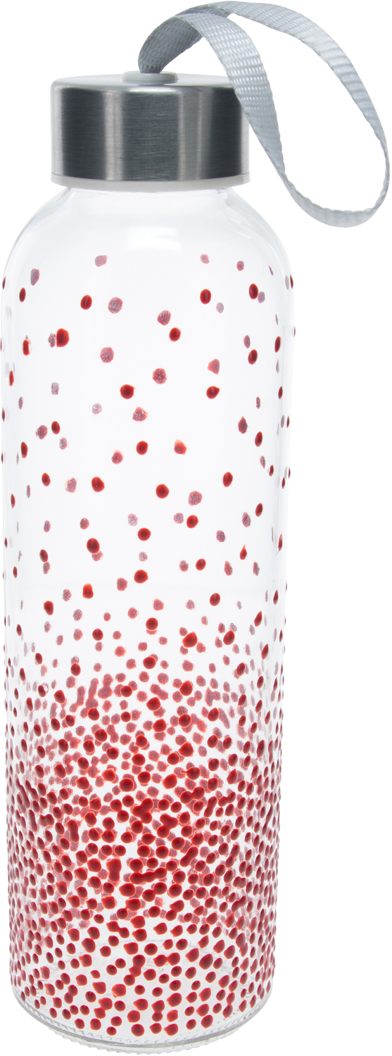 Red Dots by Sunny by Sue - Red Dots - 16.5 oz Hand Decorated Glass Water Bottle
