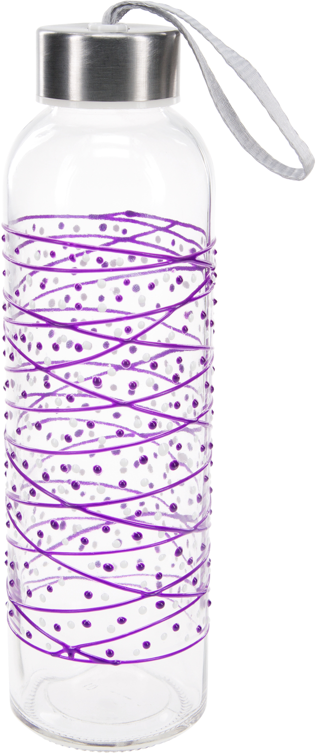 Purple Tangle by Sunny by Sue - Purple Tangle - 16.5 oz Hand Decorated Glass Water Bottle