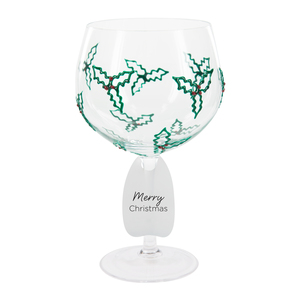 Holly & Berries by Sunny by Sue - 24 oz Hand Decorated Glass