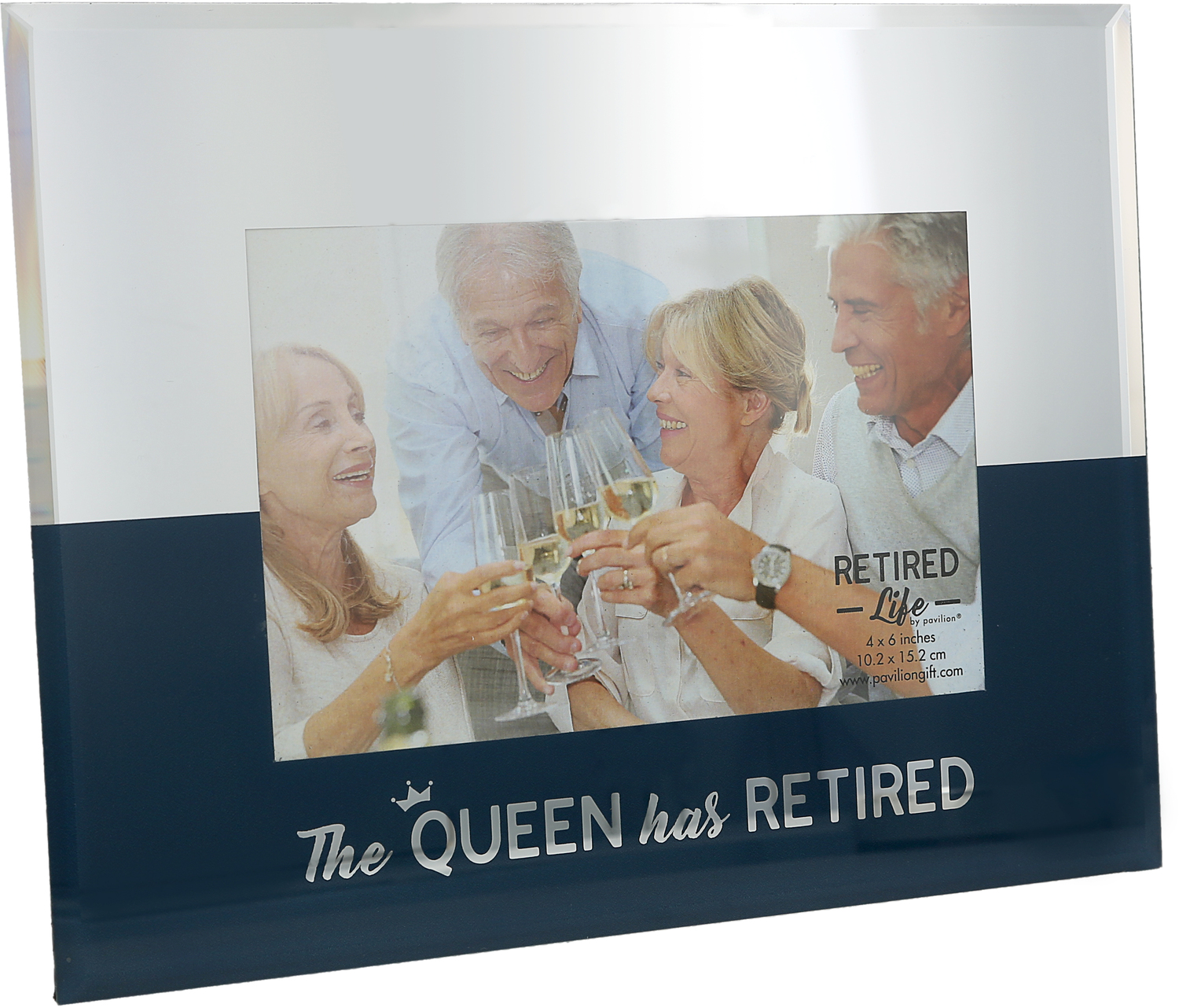 The Queen by Retired Life - The Queen - 9" x 7" Mirrored Glass Frame
(Holds 6" x 4")