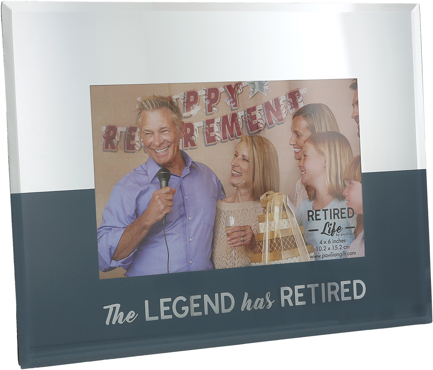 The Legend by Retired Life - The Legend - 9" x 7" Mirrored Glass Frame
(Holds 6" x 4")