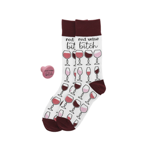 Red Wine Bitch by UnWined - Cotton Blend Socks with Silicone Bottle Stopper