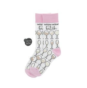 White Wine Bitch by UnWined - Cotton Blend Socks with Silicone Bottle Stopper