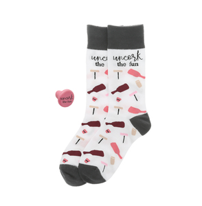 Uncork The Fun by UnWined - Cotton Blend Socks with Silicone Bottle Stopper