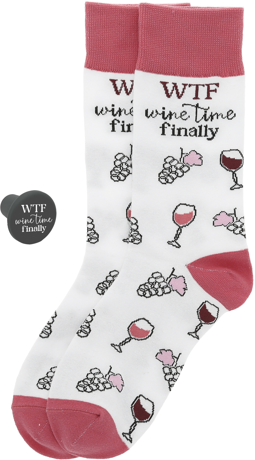 WTF by UnWined - WTF - Cotton Blend Socks with Silicone Bottle Stopper