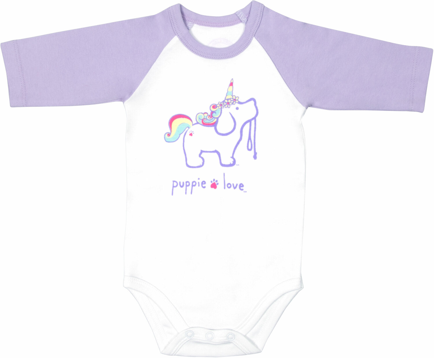 Unicorn by Puppie Love - Unicorn - 6-12 Months
3/4 Length Purple Sleeve Onesie