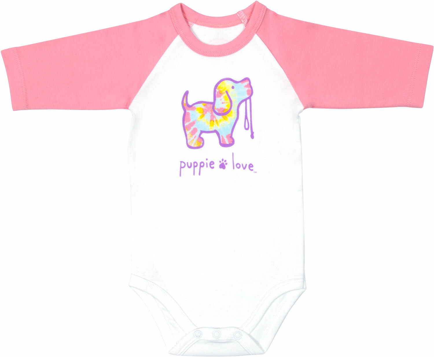 Tie Dye by Puppie Love - Tie Dye - 6-12 Months
3/4 Length Pink Sleeve Onesie