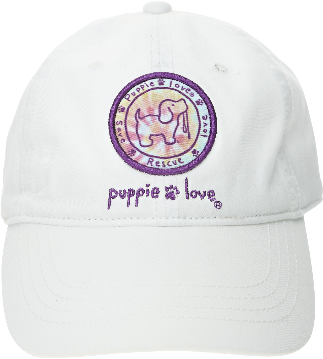 Pink Tie Dye Filled Logo by Puppie Love - Pink Tie Dye Filled Logo - White Adjustable Hat