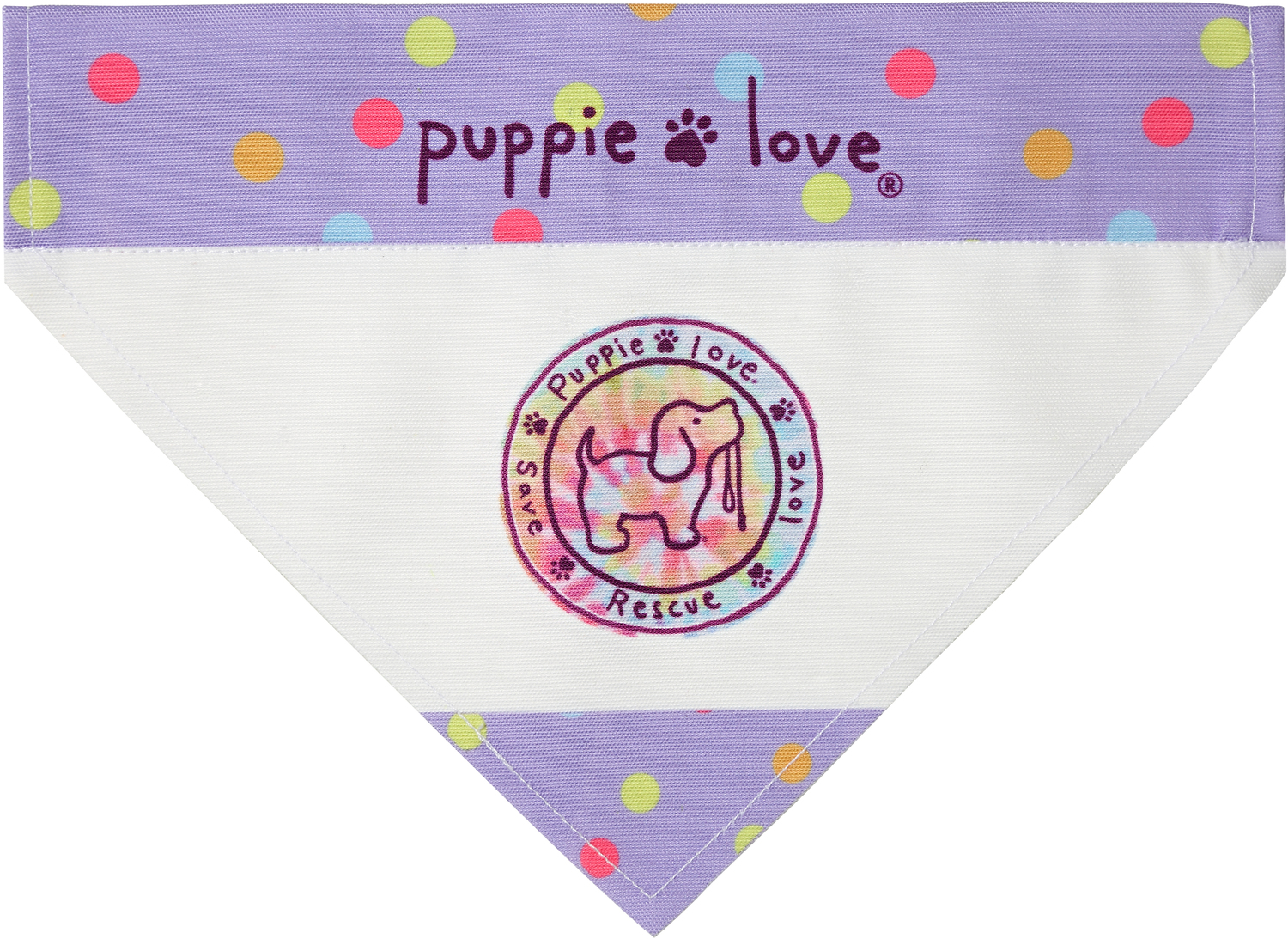 PinkTie Dye Filled Logo by Puppie Love - PinkTie Dye Filled Logo - 12" x 8" Canvas Slip on Pet Bandana