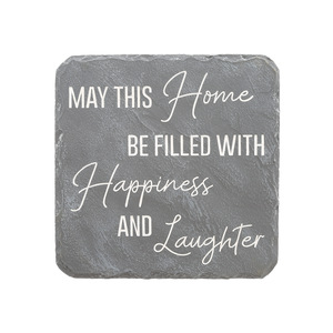 Happiness & Laughter by Stones with Stories - 7.75" x 7.75" Garden Stone