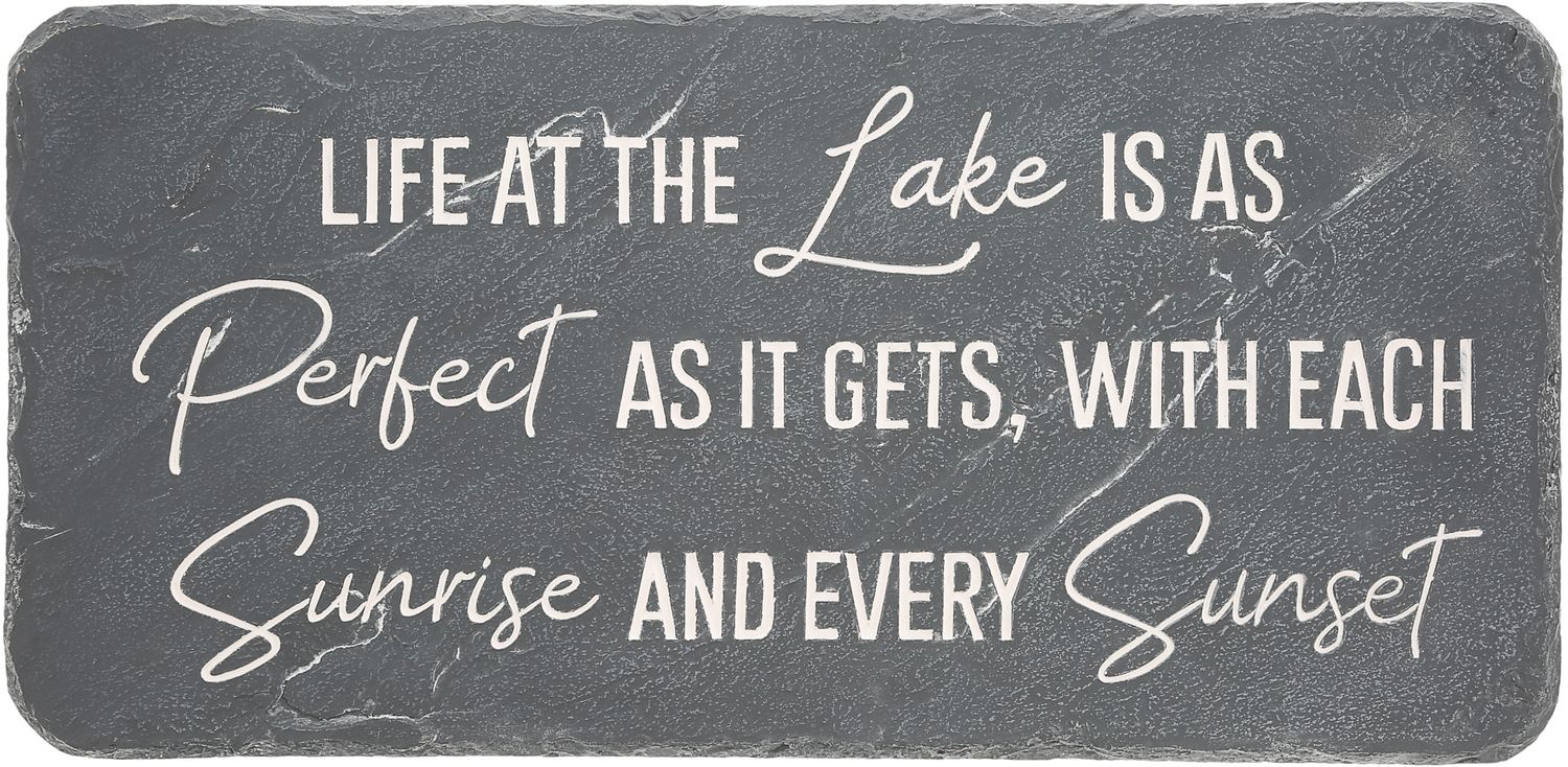 Life at the Lake by Stones with Stories - Life at the Lake - 16" x 7.75" Garden Stone