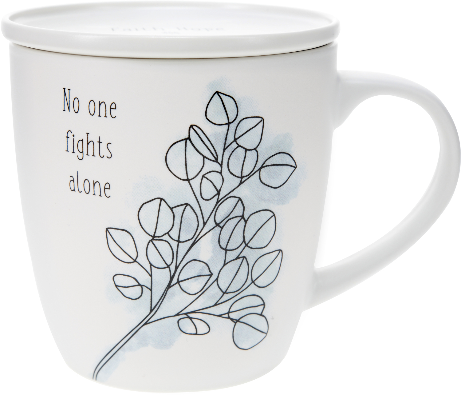 No One Fights Alone by Faith Hope and Healing - No One Fights Alone - 17 oz Cup with Coaster Lid