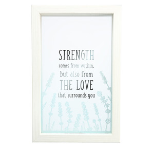 Strength by Faith Hope and Healing - 5.5" x 8.5" Framed Glass Plaque