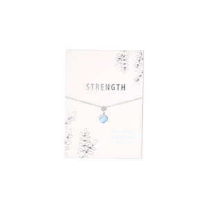 Strength
Frosted Mint Opal by Faith Hope and Healing - 16.5"-18.5" Rhodium Plated Inspirational Necklace