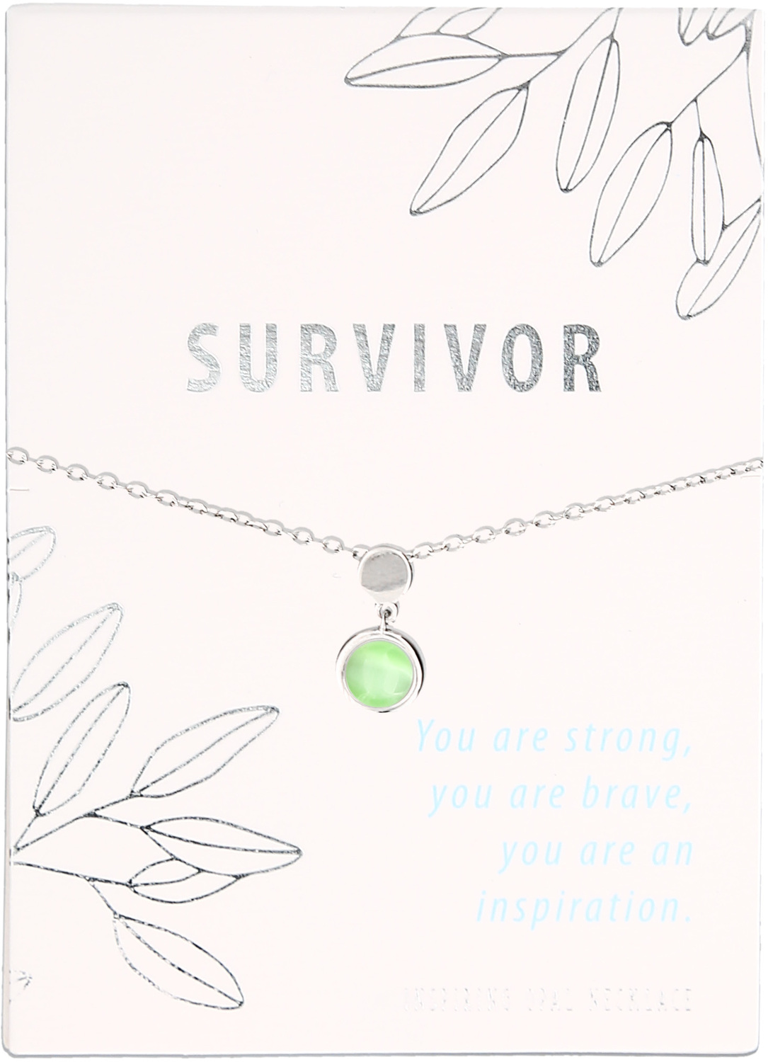 Survivor
Iced Lime Opal by Faith Hope and Healing - Survivor
Iced Lime Opal - 16.5"-18.5" Rhodium Plated Inspirational Necklace