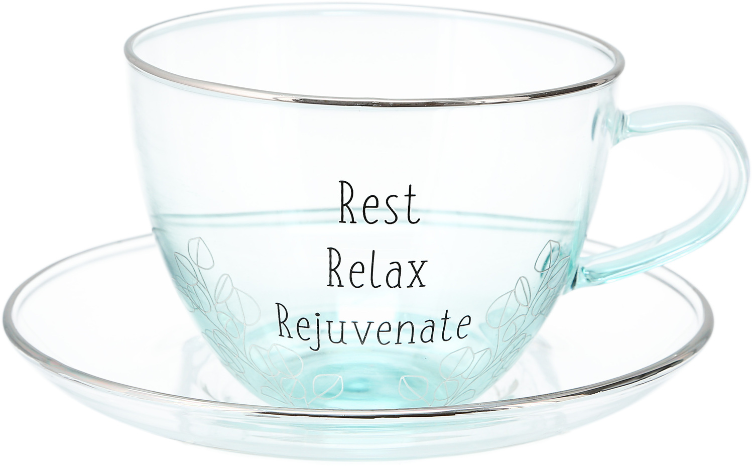 Relax by Faith Hope and Healing - Relax - 7 oz Glass Tea Cup and Saucer