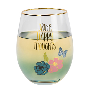 Happy by Heartful Love - 18 oz Stemless Wine Glass