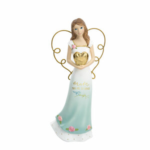 Mom by Heartful Love - 6.5" Angel Holding a Heart