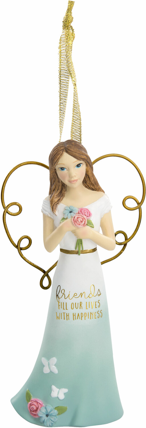 Friends by Heartful Love - Friends - 4.5" Angel Ornament Holding Flowers