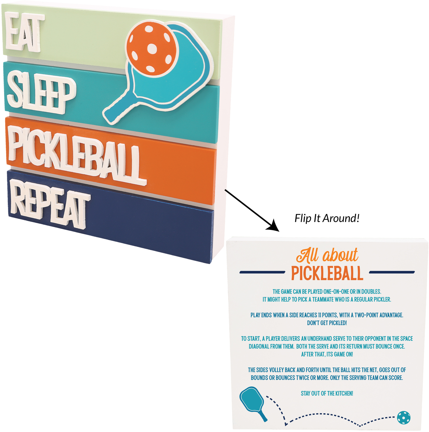 Eat Sleep Pickleball by Positively Pickled - MHS - Eat Sleep Pickleball - 6.5" MDF Plaque