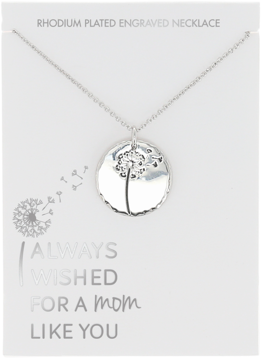 Mom by I Always Wished - Mom - 16.5"-18.5" Engraved Rhodium Plated  Necklace