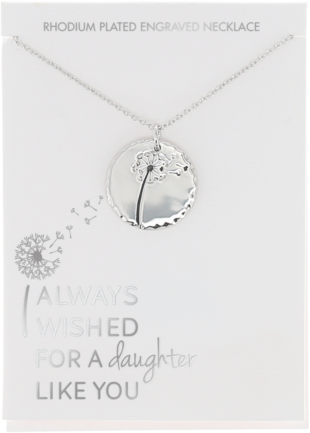 Daughter by I Always Wished - Daughter - 16.5"-18.5" Engraved Rhodium Plated  Necklace
