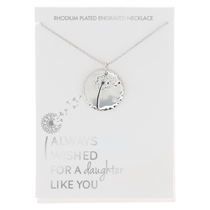 Daughter by I Always Wished - 16.5"-18.5" Engraved Rhodium Plated  Necklace