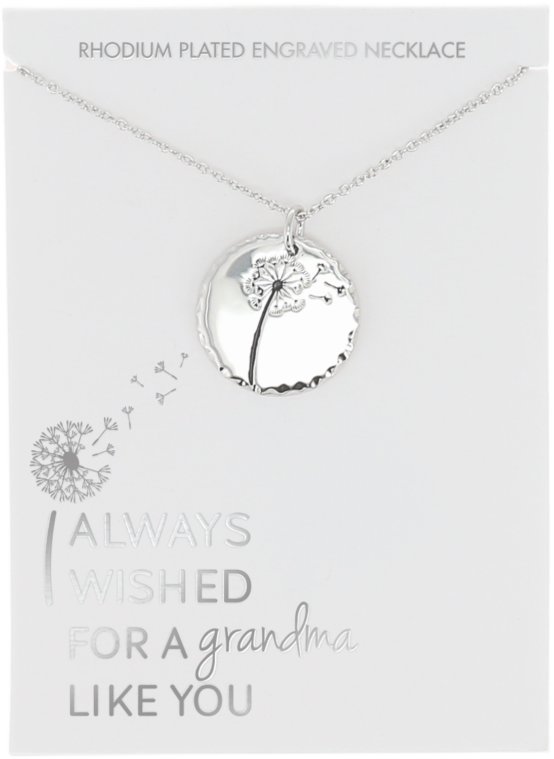 Grandma by I Always Wished - Grandma - 16.5"-18.5" Engraved Rhodium Plated  Necklace