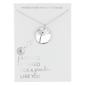 Grandma by I Always Wished - 16.5"-18.5" Engraved Rhodium Plated  Necklace