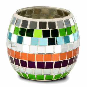 Mosaic Glass Candle Holder by Merry Mosaics - Round 4.5" Mosaic Glass Candle Holder
