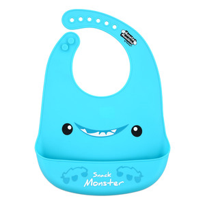 Blue Snack Monster by Monster Munchkins - 12" Silicone Catch All Bib