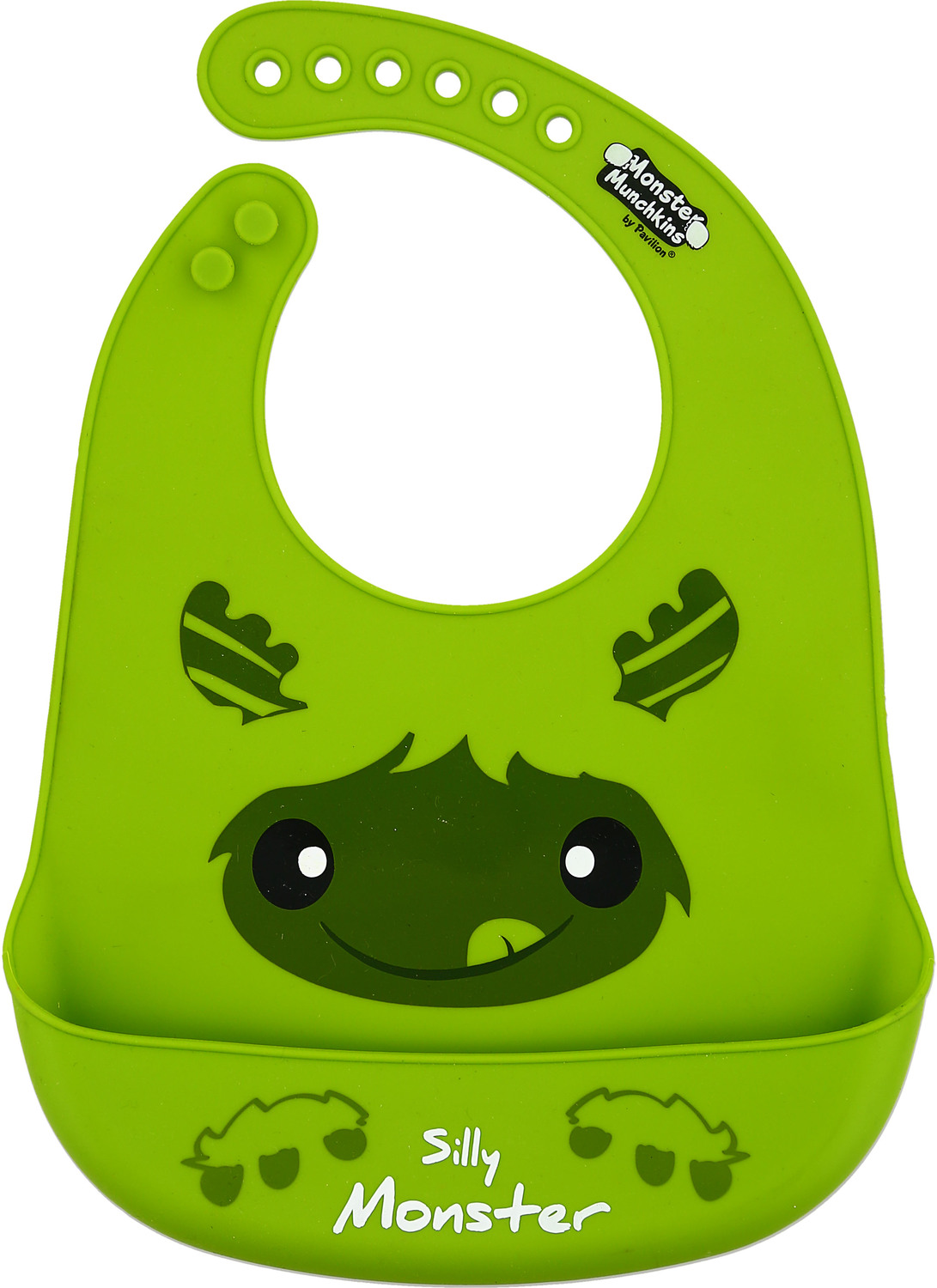 Green Silly Monster by Monster Munchkins - Green Silly Monster - 12" Silicone Catch All Bib