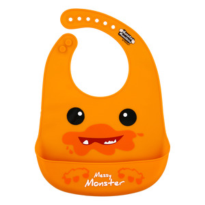 Orange Messy Monster by Monster Munchkins - 12" Silicone Catch All Bib
