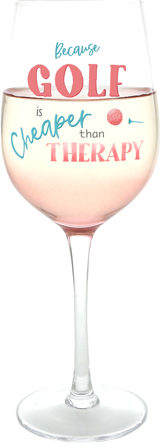 Golf Therapy by Queen of the Green - MHS - Golf Therapy - 16 oz Stemmed Wine Glass